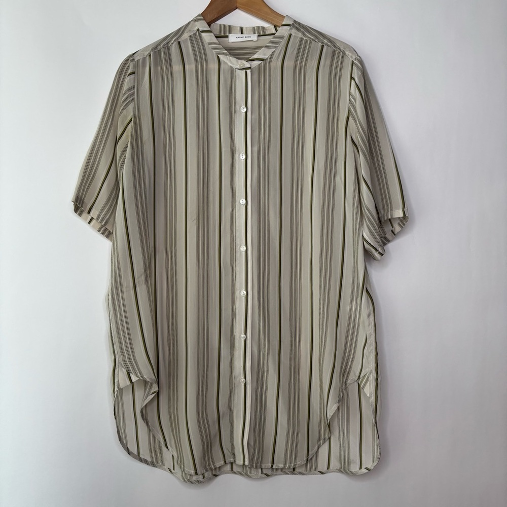 ANINE BING Stripes 100% Silk Blouse size XS